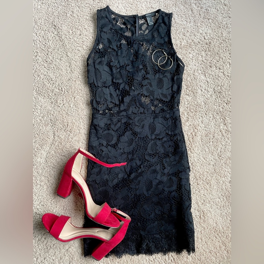 Black lace mini dress